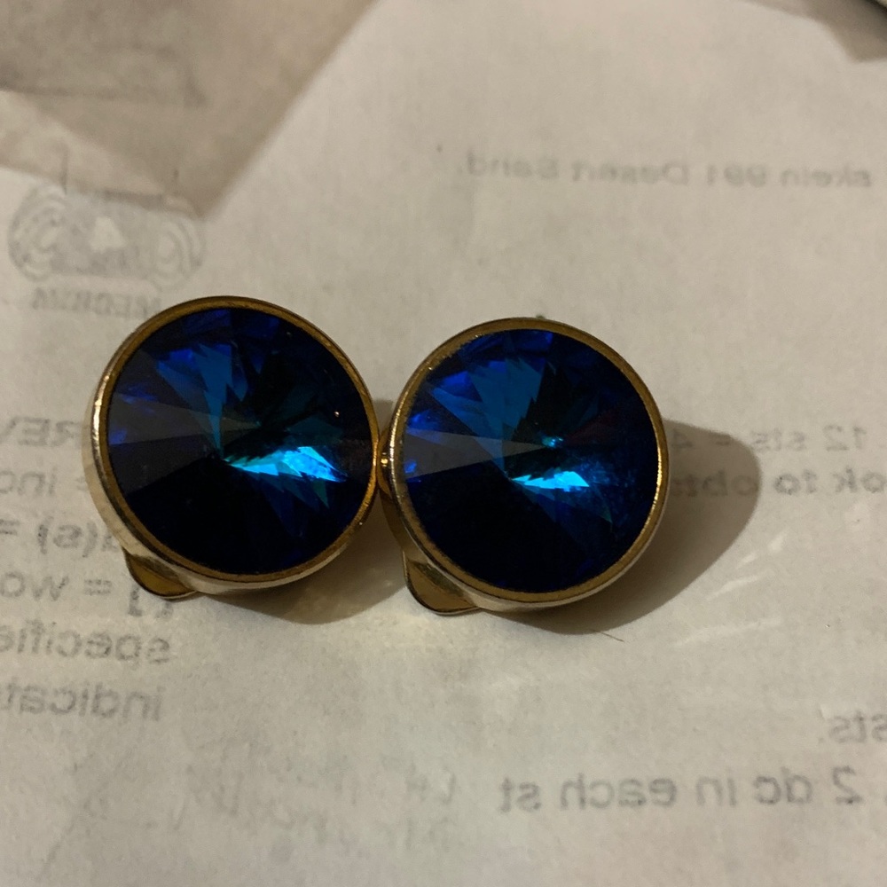 Elegant Blue Sapphire & Gold Clip-On Earrings